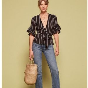 Reformation Opal Kaia Gerber Wrap Blouse Top XS